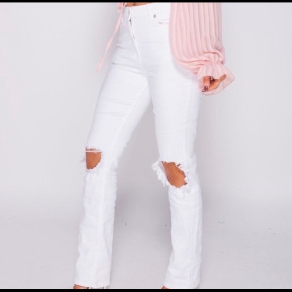 Kaylene White Relaxed Fit High Rise Ripped Jeans - Picture 3 of 5